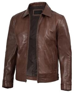 Blingsoul Real Lambskin Brown Leather Jacket for Men | [1100374] Wick, L