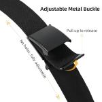 Mile High Life Cut To Fit Canvas Web Belt Size Up to 52" with Flip-Top Solid Black Military Buckle (Black)