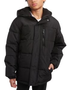 Reebok Boys' Winter Coat - Heavyweight Quilted Puffer Snow Parka - Weather Resistant Ski Jacket for Boys (8-20), Size 18-20, Jet Black