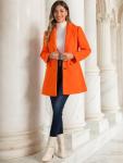 Allegra K Women's 2024 Pea Coat Single Breasted Long Winter Coats for Women Medium Orange