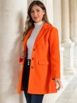 Allegra K Women's 2024 Pea Coat Single Breasted Long Winter Coats for Women Medium Orange