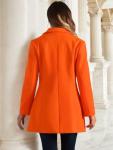 Allegra K Women's 2024 Pea Coat Single Breasted Long Winter Coats for Women Medium Orange