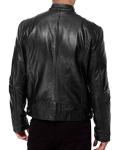 The Leather Factory Men's SWORD Genuine Lambskin Leather Biker Jacket L Black