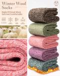 Pack of 5 Womens Thick Knit Warm Casual Wool Crew Winter Socks, Mixed Colors 1- 5 Pack,one size(fits shoe size 5-10)