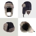 CHOK.LIDS Waterproof Winter Trappers Unisex Premium Strength Ushanka Ear Flap Chin Strap Cold Weather Outdoor (Black)