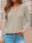 Womens V Neck Long Sleeve Lightweight Sweater