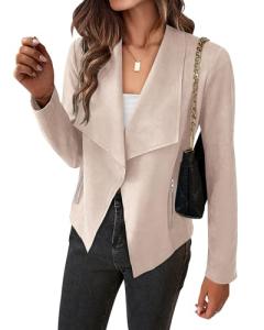 Trendy Faux Suede Cropped Jacket for Women