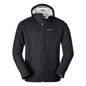 Eddie Bauer Men's Cloud Cap Rain Jacket, Waterproof, Black, X-Large