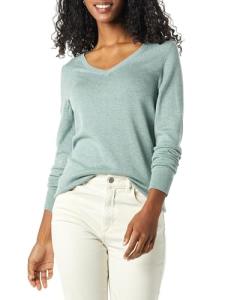 Lightweight Sage Green V-Neck Sweater for Women