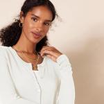 Amazon Essentials Women's Lightweight Crewneck Cardigan, Ivory
