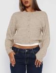 Lightweight Cropped Cardigan for Women - Oatmeal