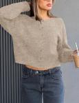Lightweight Cropped Cardigan for Women - Oatmeal