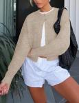 Lightweight Cropped Cardigan for Women - Oatmeal