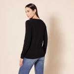 Women's Lightweight Long-Sleeve V-Neck Sweater - Black