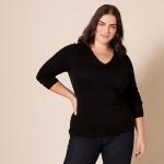 Women's Lightweight Long-Sleeve V-Neck Sweater - Black