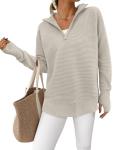 Womens Long Sleeve Quarter Zip Pullover Sweater