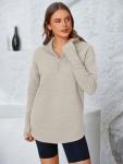 Womens Long Sleeve Quarter Zip Pullover Sweater