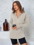 Womens Long Sleeve Quarter Zip Pullover Sweater