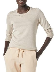 Amazon Essentials Women's Lightweight Crewneck Sweater, Oatmeal
