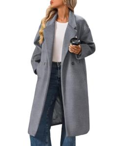 Women's Oversized Wool Peacoat with Notch Lapel
