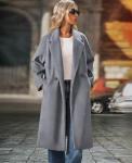 Women's Oversized Wool Peacoat with Notch Lapel