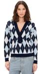Lioness Women's Blue Argyle Prado Knit Sweater