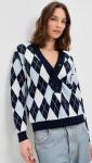 Lioness Women's Blue Argyle Prado Knit Sweater