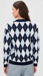 Lioness Women's Blue Argyle Prado Knit Sweater