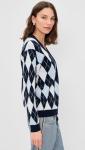 Lioness Women's Blue Argyle Prado Knit Sweater