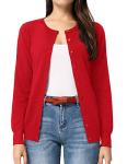 Grace Karin Women's Red Long Sleeve Cardigan
