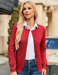 Grace Karin Women's Red Long Sleeve Cardigan