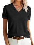 Women’s Wool Blend Short Sleeve V Neck Sweater
