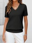 Women’s Wool Blend Short Sleeve V Neck Sweater