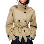 Maohao Women's Cropped Double Breasted Trench Coat