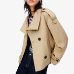 Maohao Women's Cropped Double Breasted Trench Coat