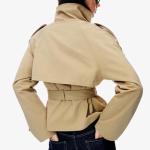 Maohao Women's Cropped Double Breasted Trench Coat