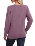 Trendy Purple Crew Neck Knitted Sweater for Women