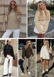 Women's Fall Casual Crewneck Ribbed Knit Sweater