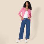 Women's Lightweight Pink Crewneck Cardigan Sweater