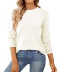 QUALFORT Women's Lightweight Cotton Crewneck Sweater