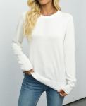 QUALFORT Women's Lightweight Cotton Crewneck Sweater