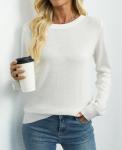 QUALFORT Women's Lightweight Cotton Crewneck Sweater