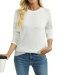 QUALFORT Women's Lightweight Cotton Crewneck Sweater
