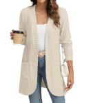 YSYOKOW Women's Lightweight Open Front Cardigan Beige