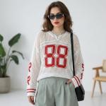 ZhouBoat Y2K Oversized White Crochet Sweater