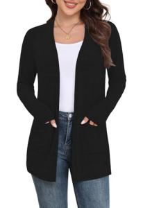 Yincro Women's Lightweight Black Cardigan with Pockets