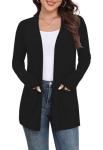 Yincro Women's Lightweight Black Cardigan with Pockets