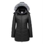 WULFUL Women's Long Thicken Puffer Jacket with Fur Hood