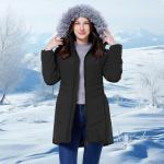 WULFUL Women's Long Thicken Puffer Jacket with Fur Hood