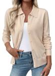 Lightweight Women's Cardigan Sweater with Lapel Collar
